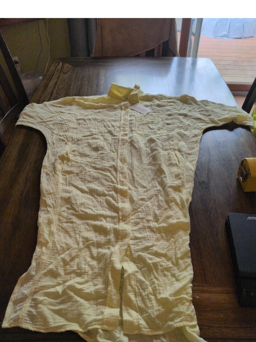Women's 3/4 Sleeve Midi Shirtdress - Universal Thread Yellow XS: Cotton Collared